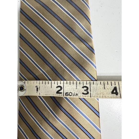 NEW Jos A Bank Executive Collection Men’s Tie 100% Silk Tan Blue Stripe Necktie - Picture 6 of 6